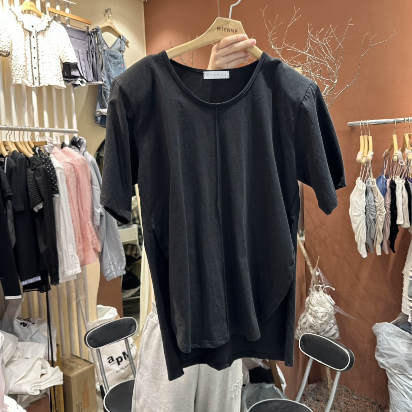 MIENNE韓國㊣直郵東大門代購女裝新品人氣休閑時尚25春夏T恤絲綢MIENNET恤圖色2