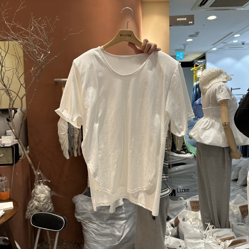 MIENNE韓國㊣直郵東大門代購女裝新品人氣休閑時尚25春夏T恤絲綢MIENNET恤圖色3