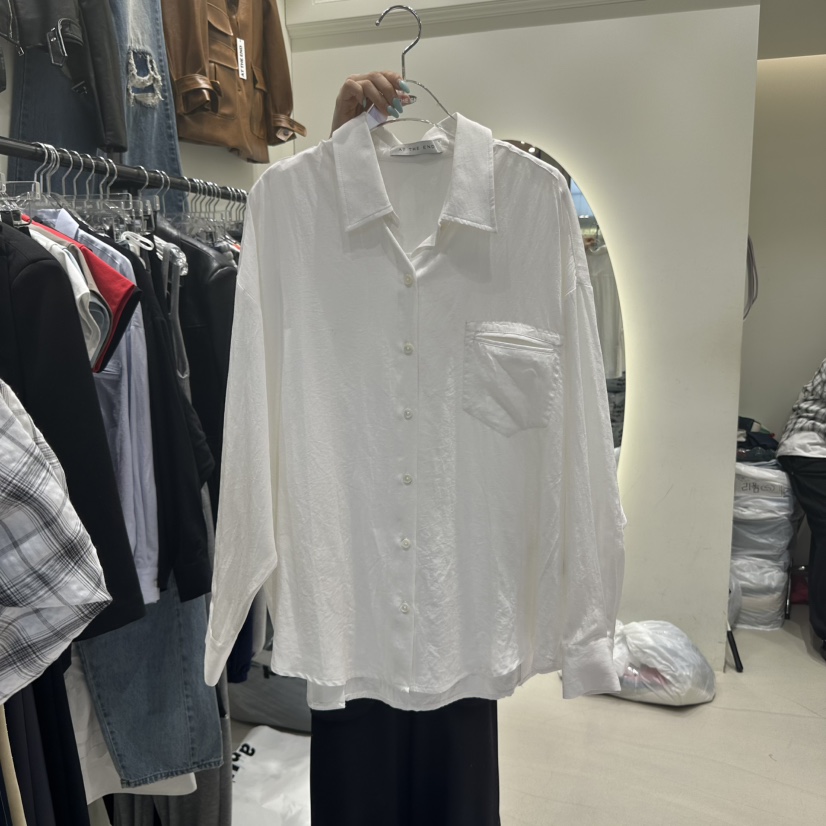 AT THE END韓國直郵㊣東大門實拍女裝新品25春夏襯衫蕾絲衫亞麻AT THE END襯衫/蕾絲衫