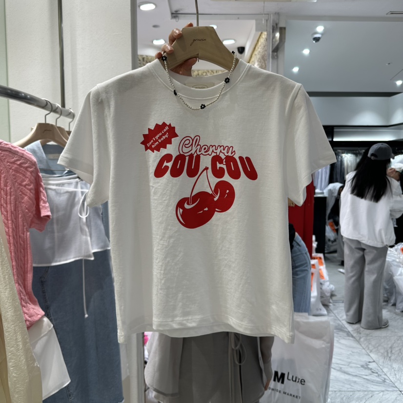 GRACIA直郵韓國代購㊣女裝新款熱賣時尚人氣25春夏休閑推薦T恤GRACIAT恤圖色3