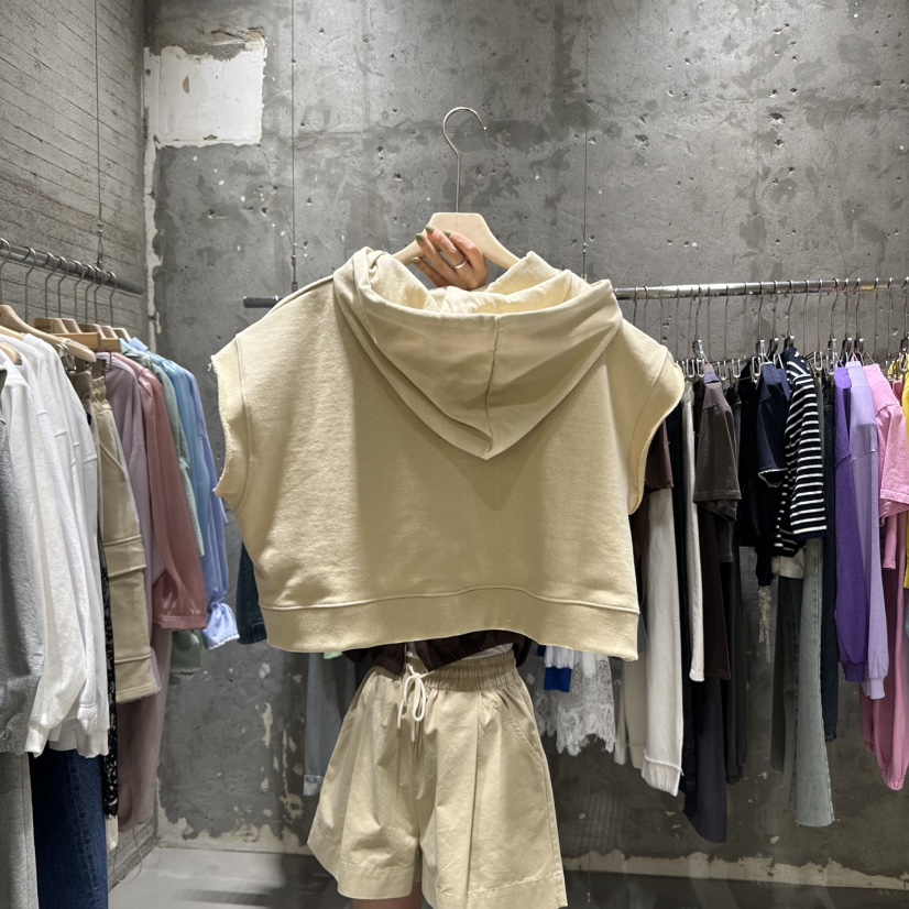 JUNI韓國直郵㊣女裝新款休閑時尚熱賣推薦25春夏吊帶背心兜帽my juni吊帶/背心