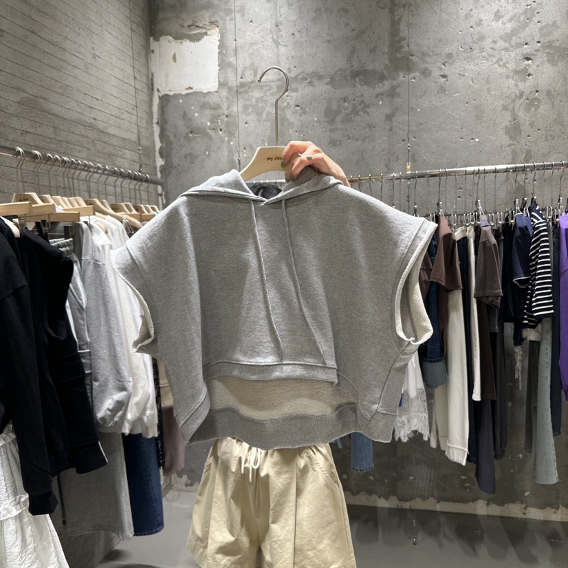 JUNI韓國直郵㊣女裝新款休閑時尚熱賣推薦25春夏吊帶背心兜帽my juni吊帶/背心圖色2