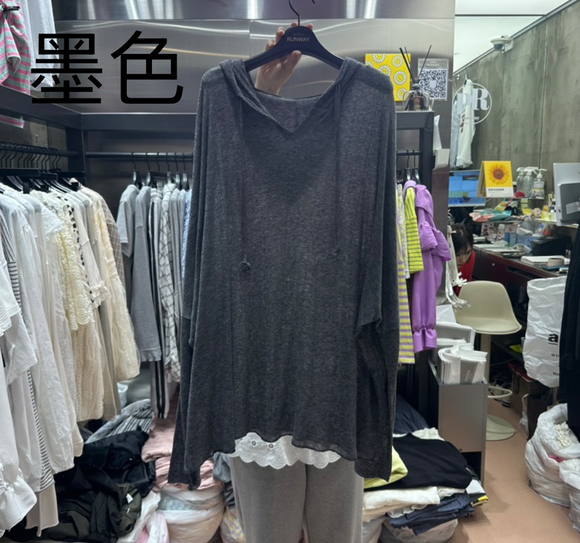 RUNWAY-런웨이韓國直郵㊣東大門實拍女裝新款推薦長袖T恤兜帽RUNWAY長袖T恤