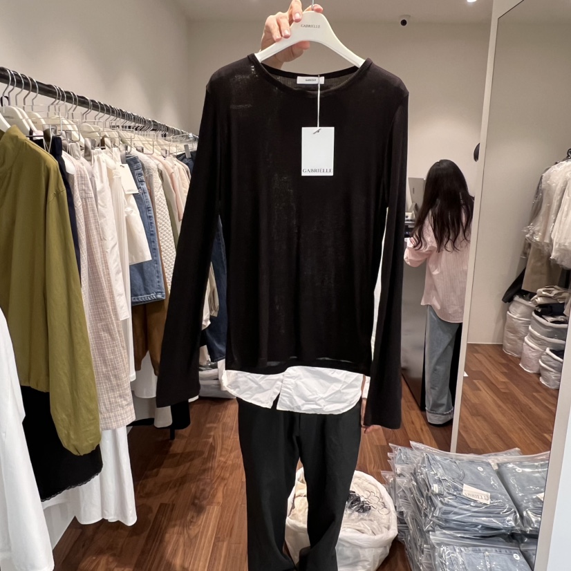 GABRIELLE韓國㊣直郵東大門代購女裝新品熱賣時尚25春夏長袖T恤GABRIELLE長袖T恤圖色2