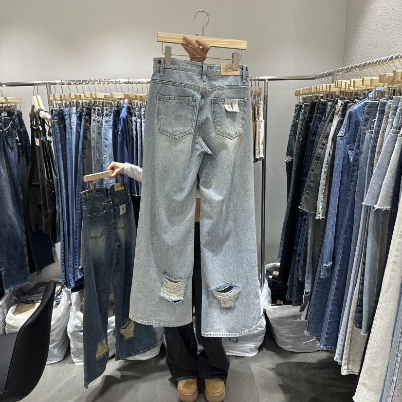 L'ETOILE直郵韓國代購㊣女裝新品人氣休閑25春夏時尚牛仔褲L'ETOILE牛仔褲