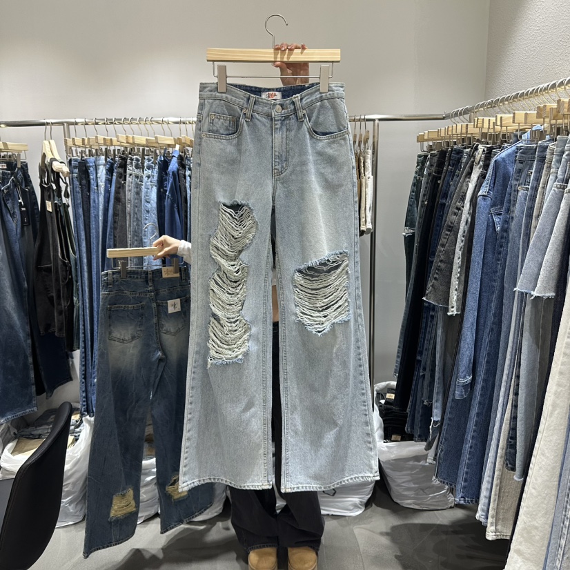 L'ETOILE直郵韓國代購㊣女裝新品人氣休閑25春夏時尚牛仔褲L'ETOILE牛仔褲