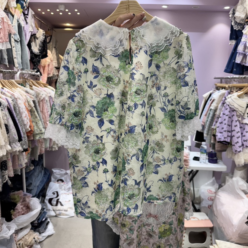 MS韓國直郵㊣東大門實拍女裝新品休閑時尚人氣25春夏襯衫蕾絲衫MS襯衫/蕾絲衫