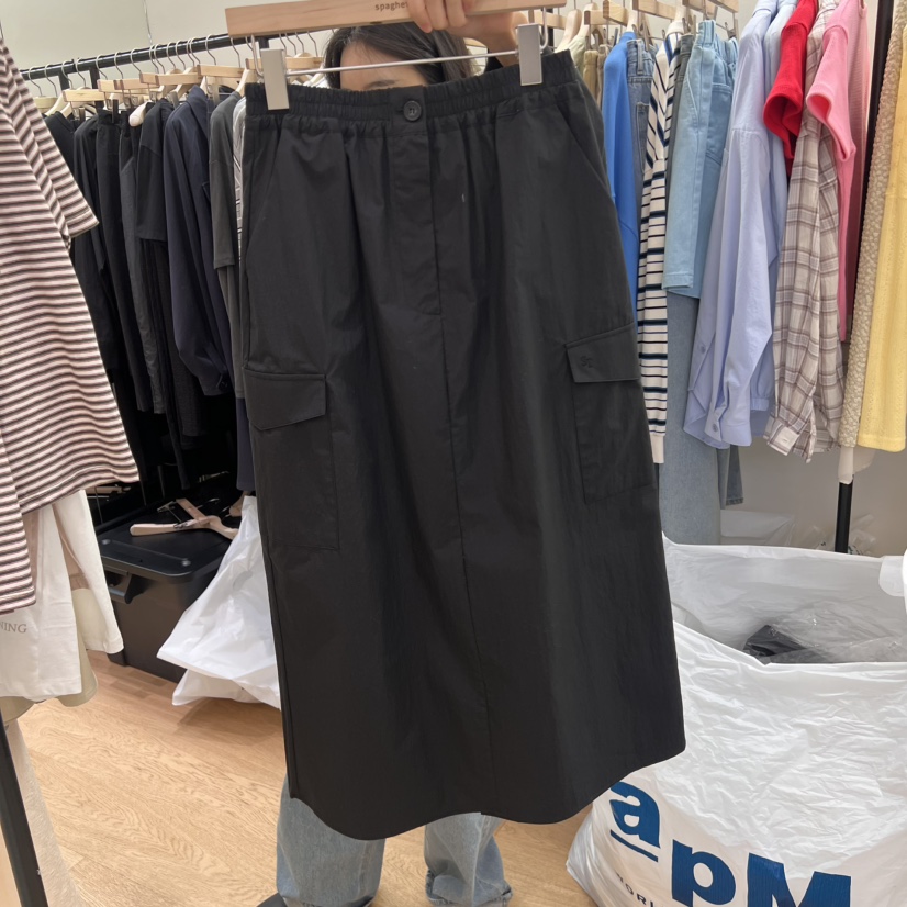 SPAGHETTI韓國直郵㊣東大門實拍女裝新品推薦半身裙中短裙工裝刺繡spaghetti半身裙/中短裙圖色3