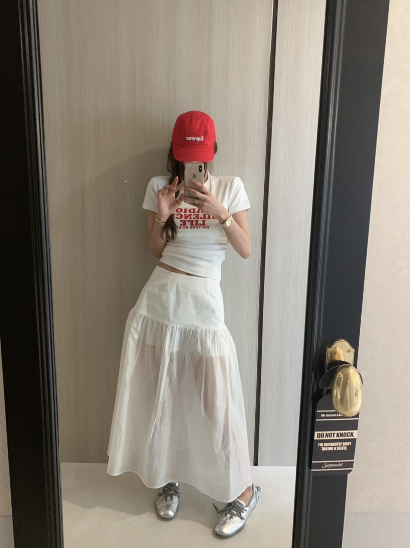 VIRKIN韓國直郵㊣女裝新品時尚人氣推薦25春夏半身裙中短裙透視VIRKIN半身裙/中短裙