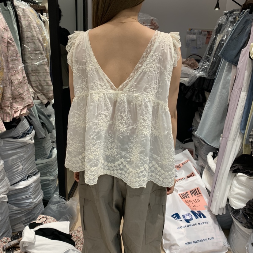 LOVE PULL直郵韓國代購㊣女裝新品推薦休閑襯衫蕾絲衫刺繡LOVE PULL襯衫/蕾絲衫