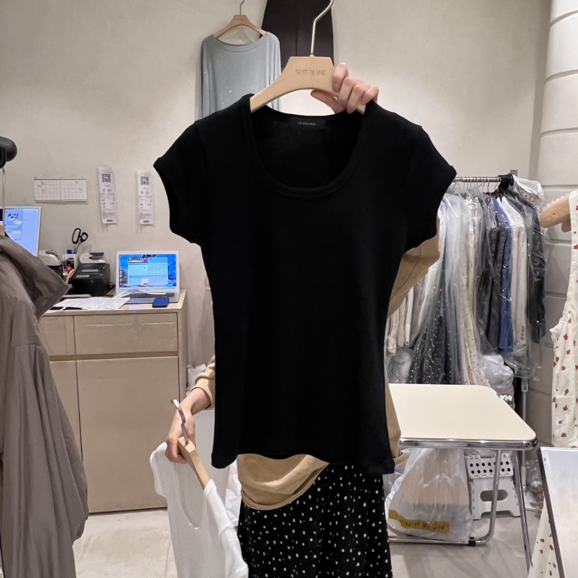 SALONDEMAG韓國直郵㊣東大門實拍女裝新款25春夏熱賣休閑T恤SALONDEMAGT恤圖色3
