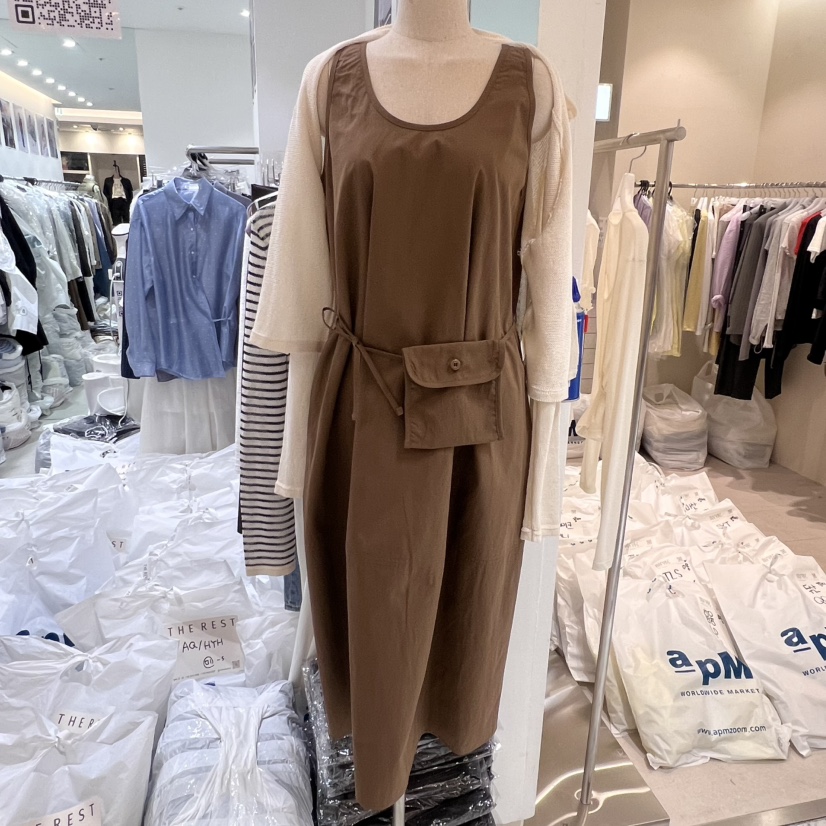 THE REST韓國直郵㊣女裝新品人氣25春夏熱賣休閑連衣裙含腰包THE REST/UNNOEUD連衣裙