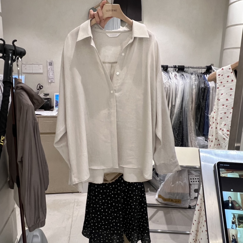 SALONDEMAG韓國直郵㊣東大門實拍女裝新款時尚襯衫蕾絲衫亞麻SALONDEMAG襯衫/蕾絲衫