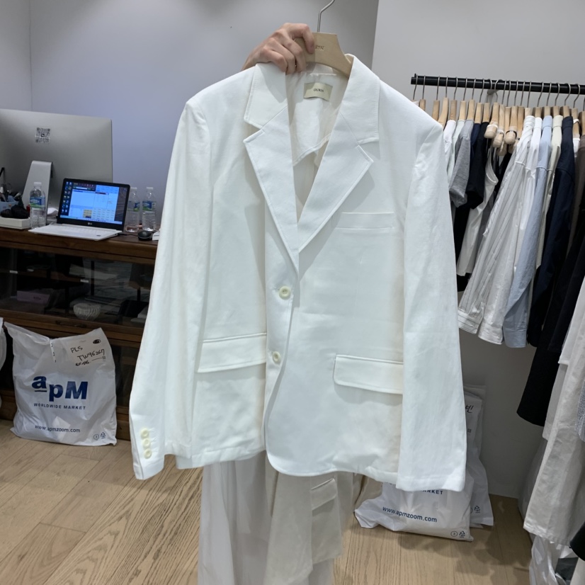 OURIN韓國㊣直郵東大門代購女裝新品熱賣推薦休閑人氣夾克亞麻OURIN夾克圖色1