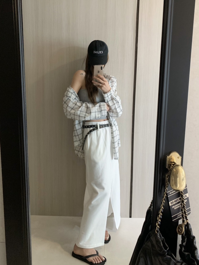 VIRKIN直郵韓國代購㊣女裝新品休閑熱賣襯衫蕾絲衫格紋蕾絲VIRKIN襯衫/蕾絲衫