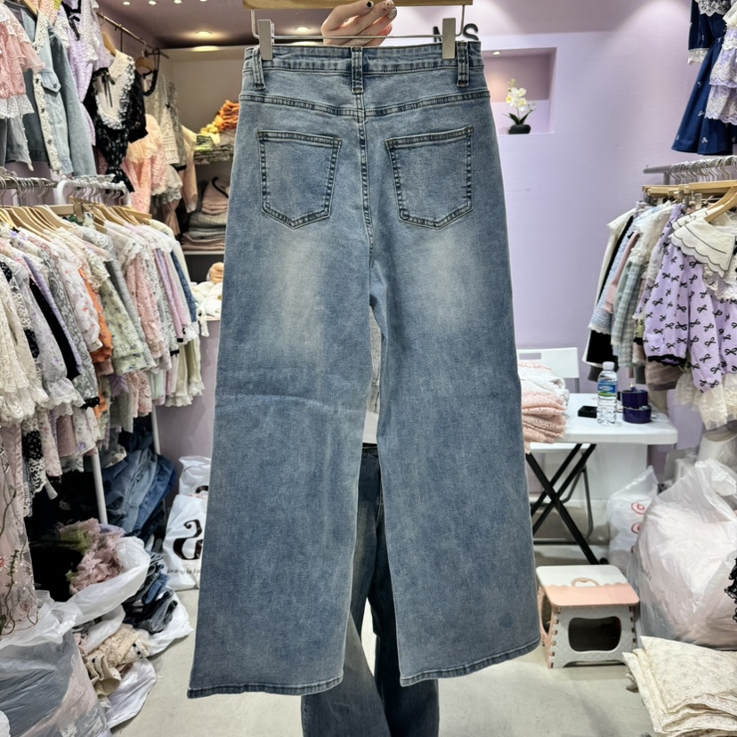 MS直郵韓國代購㊣女裝新款推薦時尚人氣熱賣25春夏牛仔褲蕾絲MS牛仔褲