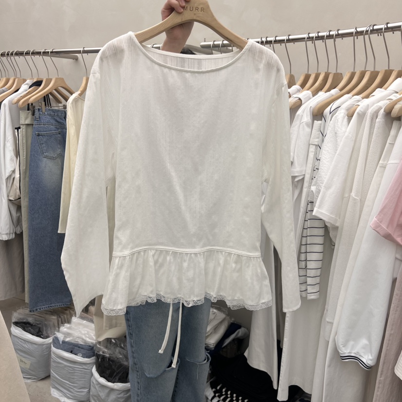 MURR直郵韓國代購㊣女裝新品時尚熱賣休閑人氣推薦襯衫蕾絲衫MURR襯衫/蕾絲衫