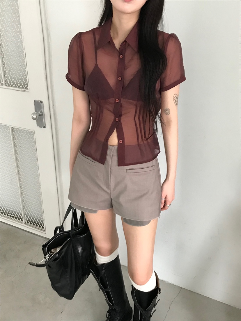 ESCHER韓國㊣直郵東大門代購女裝新款時尚人氣休閑襯衫蕾絲衫ESCHER襯衫/蕾絲衫