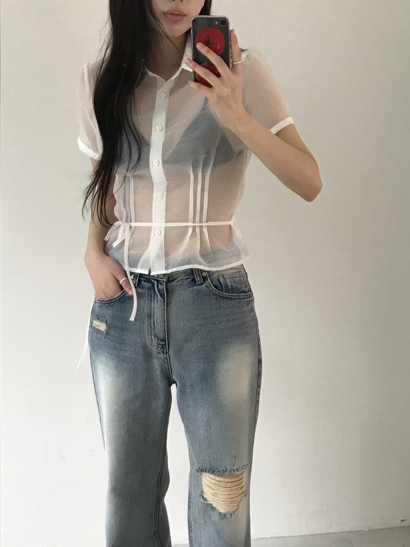 ESCHER韓國㊣直郵東大門代購女裝新款時尚人氣休閑襯衫蕾絲衫ESCHER襯衫/蕾絲衫