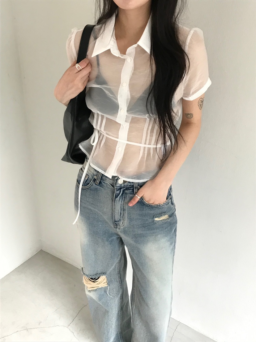 ESCHER韓國㊣直郵東大門代購女裝新款時尚人氣休閑襯衫蕾絲衫ESCHER襯衫/蕾絲衫