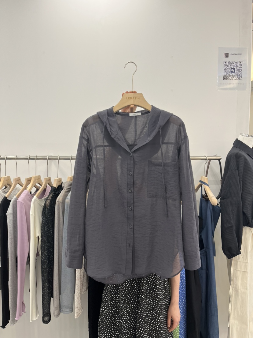 LEMATIN直郵韓國代購㊣女裝新品休閑時尚25春夏襯衫蕾絲衫連帽LEMATIN襯衫/蕾絲衫