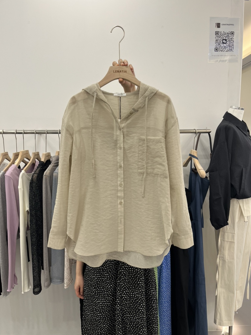 LEMATIN直郵韓國代購㊣女裝新品休閑時尚25春夏襯衫蕾絲衫連帽LEMATIN襯衫/蕾絲衫圖色3
