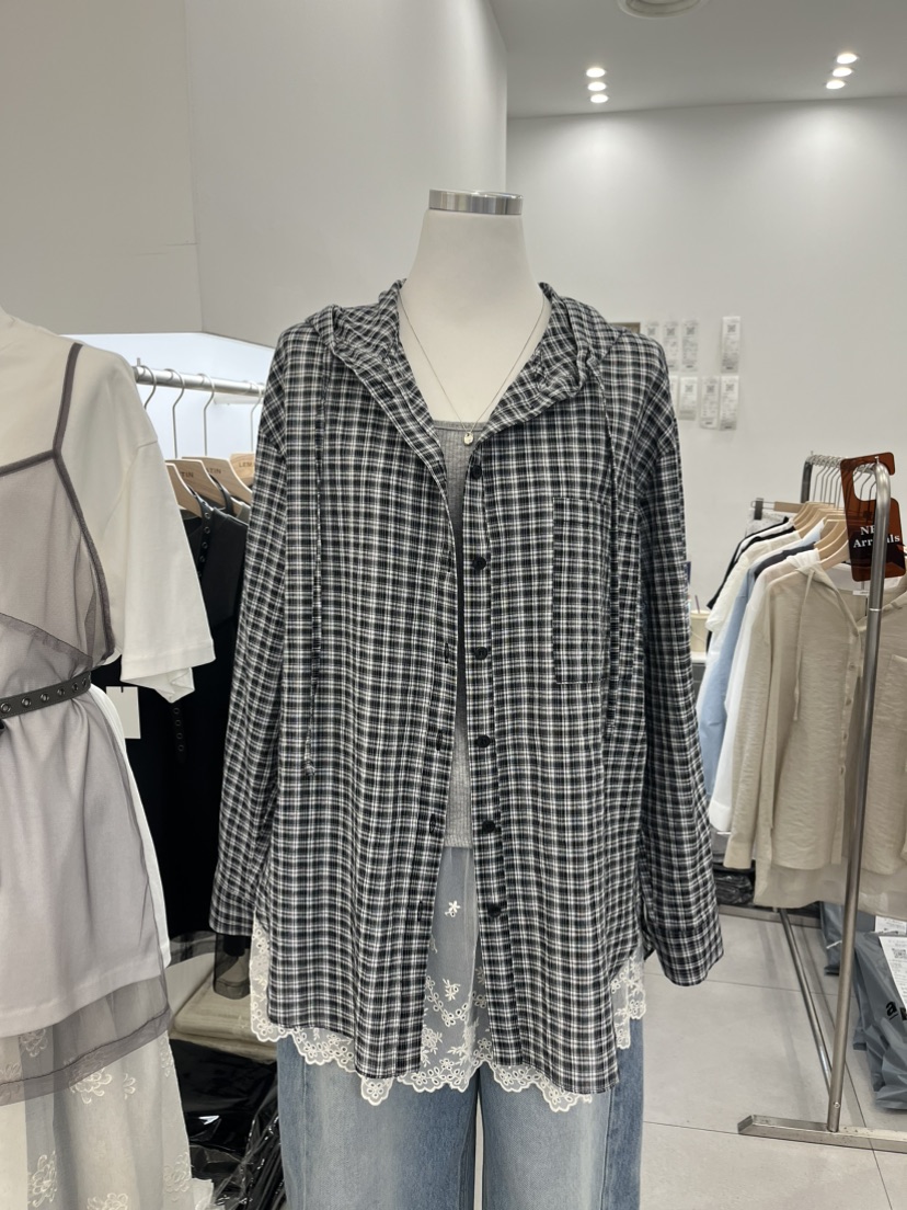 LEMATIN直郵韓國代購㊣女裝新品休閑時尚25春夏襯衫蕾絲衫連帽LEMATIN襯衫/蕾絲衫圖色4