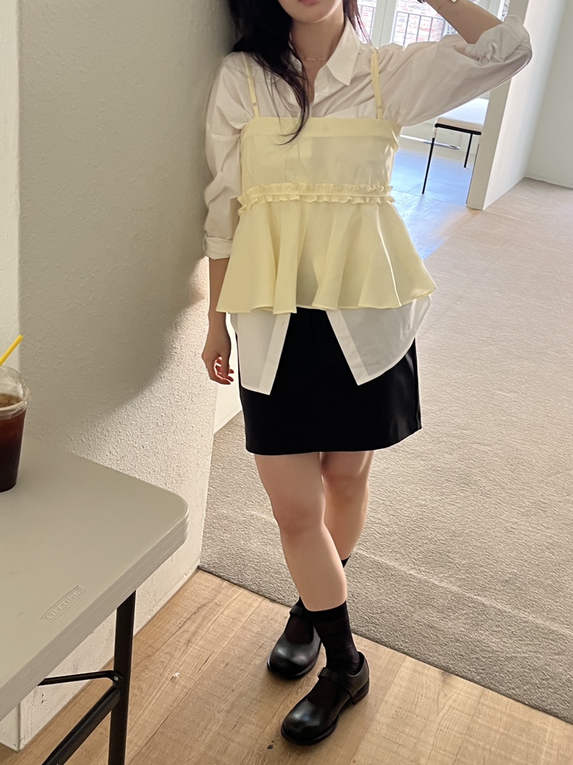SPREAD韓國㊣直郵東大門代購女裝新款熱賣推薦襯衫蕾絲衫雙面SPREAD襯衫/蕾絲衫
