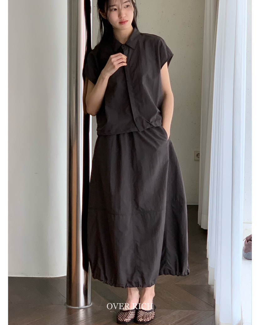 OVER RICH韓國㊣直郵東大門代購女裝新品25春夏休閑時尚長裙OVER RICH長裙