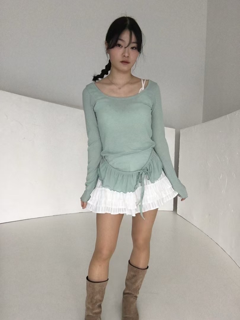 THELACREAM韓國直郵㊣東大門實拍女裝新品熱賣25春夏長袖T恤THELACREAM長袖T恤