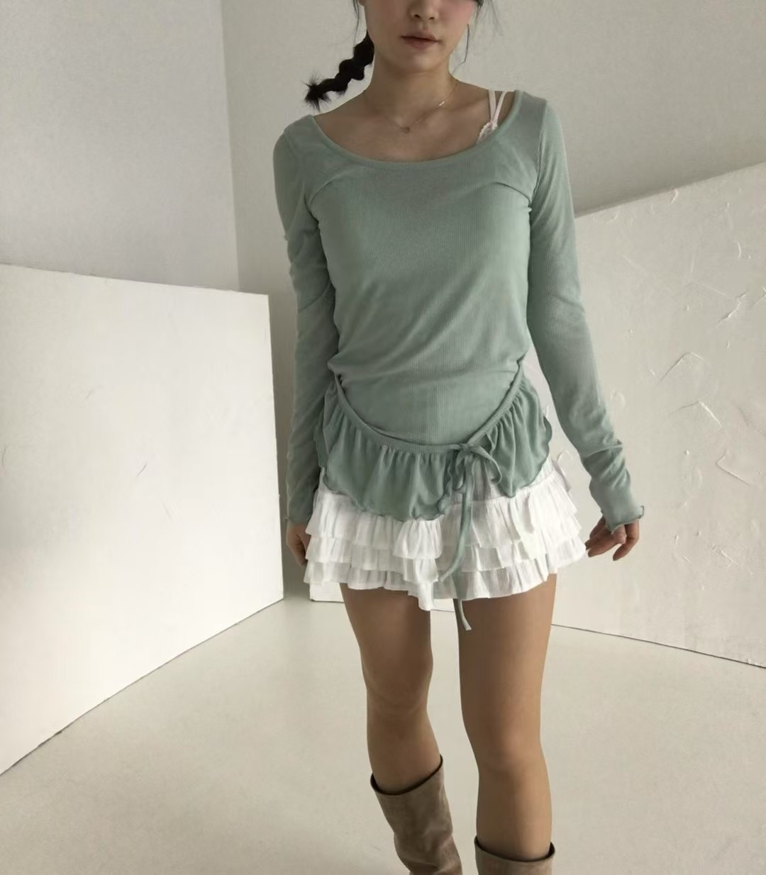 THELACREAM韓國直郵㊣東大門實拍女裝新品熱賣25春夏長袖T恤THELACREAM長袖T恤