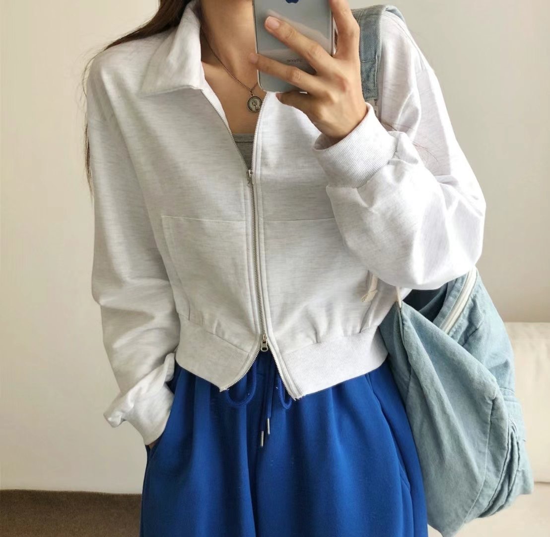 PUDDING韓國㊣直郵東大門代購女裝新品人氣25春夏時尚夾克拉鏈PUDDING夾克