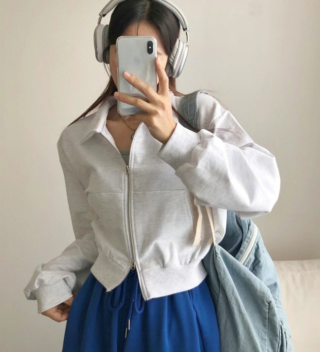 PUDDING韓國㊣直郵東大門代購女裝新品人氣25春夏時尚夾克拉鏈PUDDING夾克圖色2