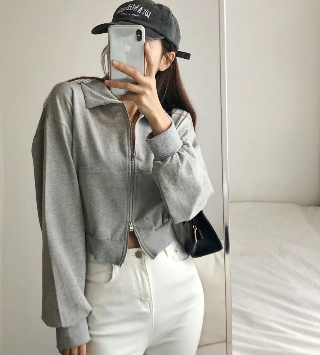 PUDDING韓國㊣直郵東大門代購女裝新品人氣25春夏時尚夾克拉鏈PUDDING夾克圖色3