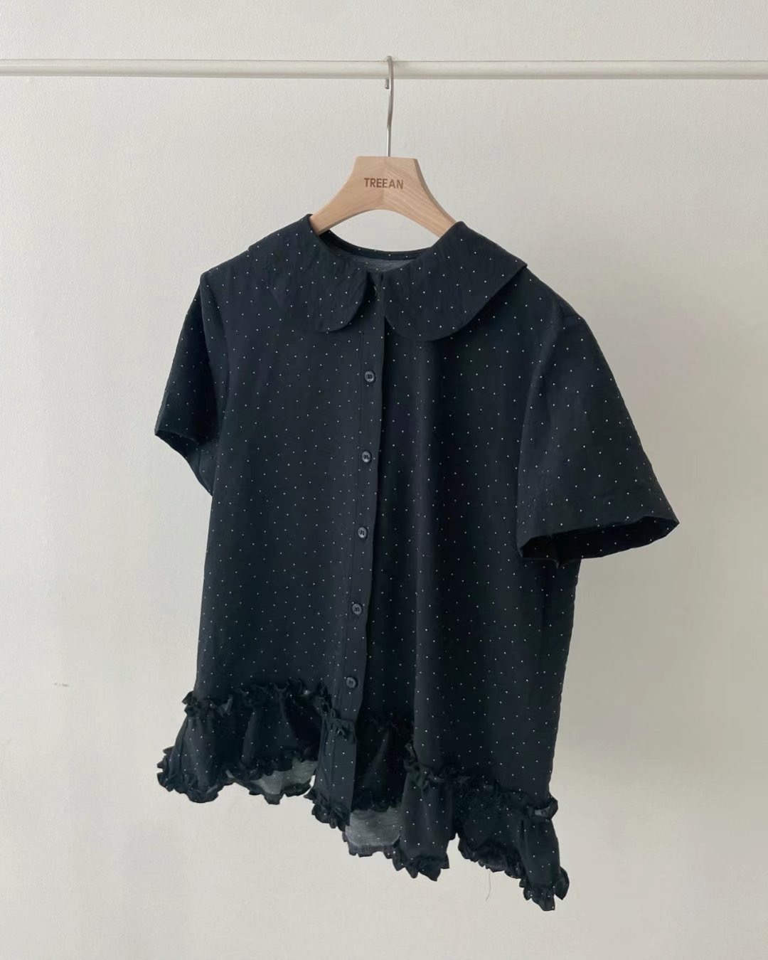 TREEAN-트리안-T直郵韓國代購㊣女裝新品休閑推薦襯衫蕾絲衫TREEAN襯衫/蕾絲衫圖色1