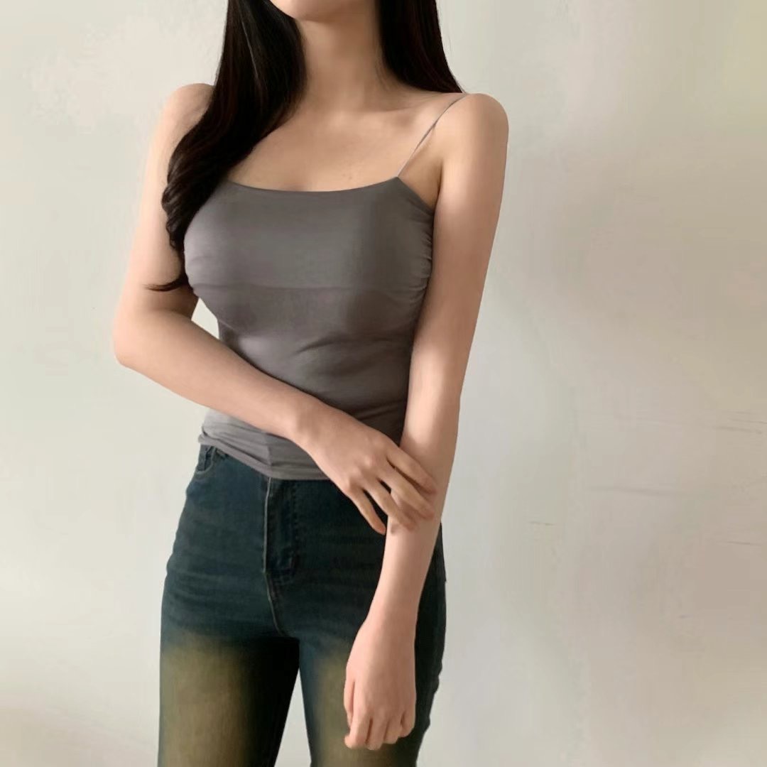 PUDDING直郵韓國代購㊣女裝新品時尚熱賣推薦25春夏吊帶背心褶皺PUDDING吊帶/背心
