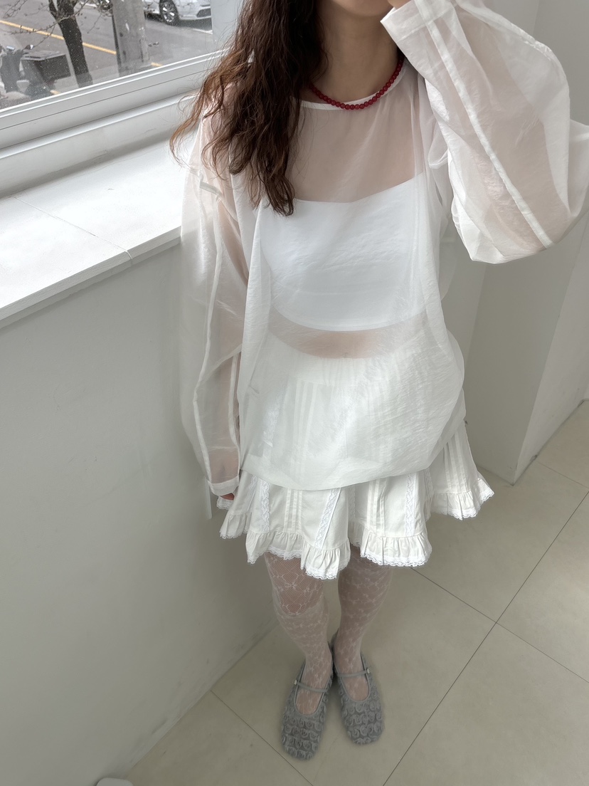 HOME GROUND直郵韓國代購㊣女裝新款25春夏襯衫蕾絲衫透明HOME GROUND襯衫/蕾絲衫圖色3