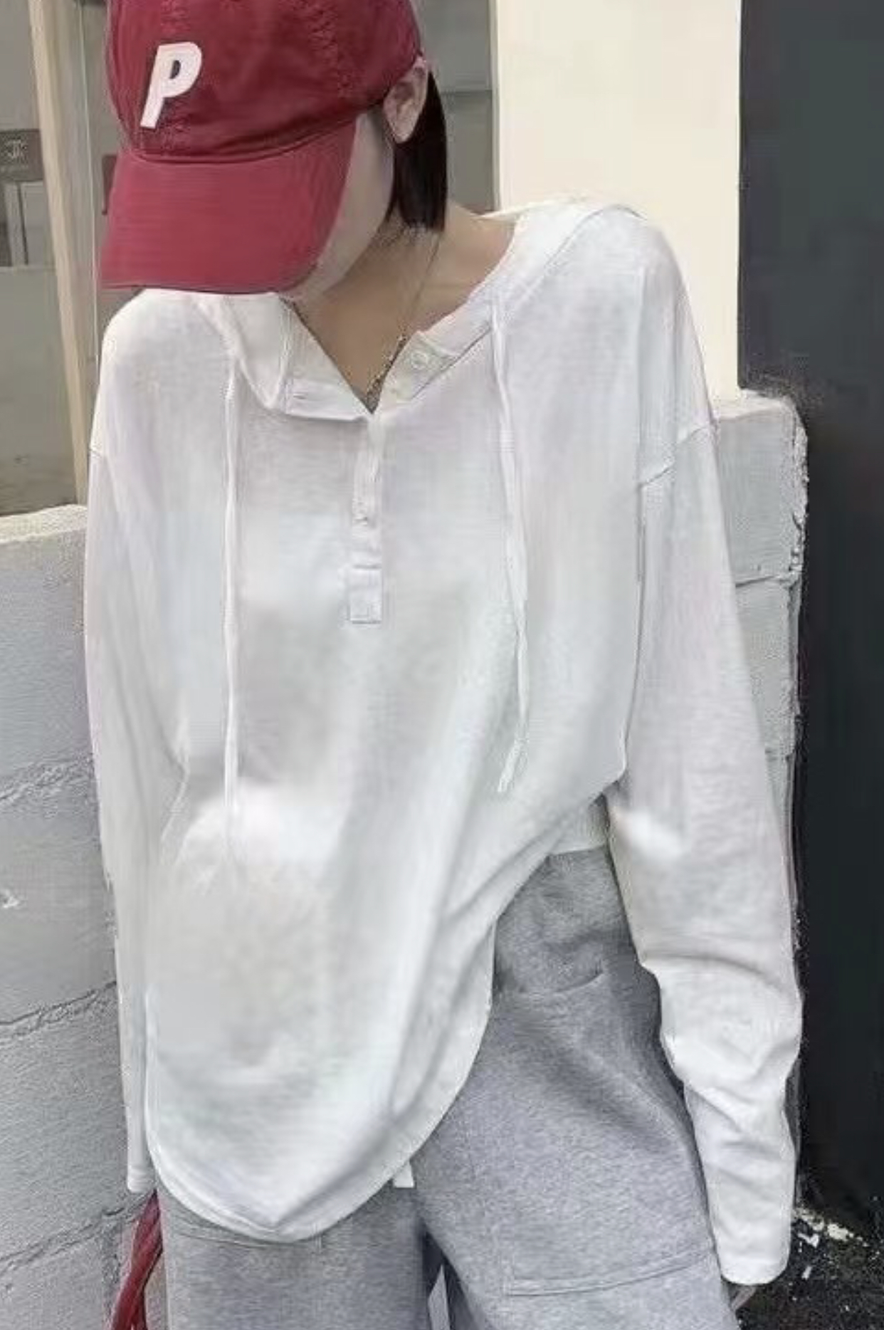 COTTONFACTORY韓國直郵㊣女裝新款休閑針織衫連帽衫寬松紐扣COTTONFACTORY針織衫
