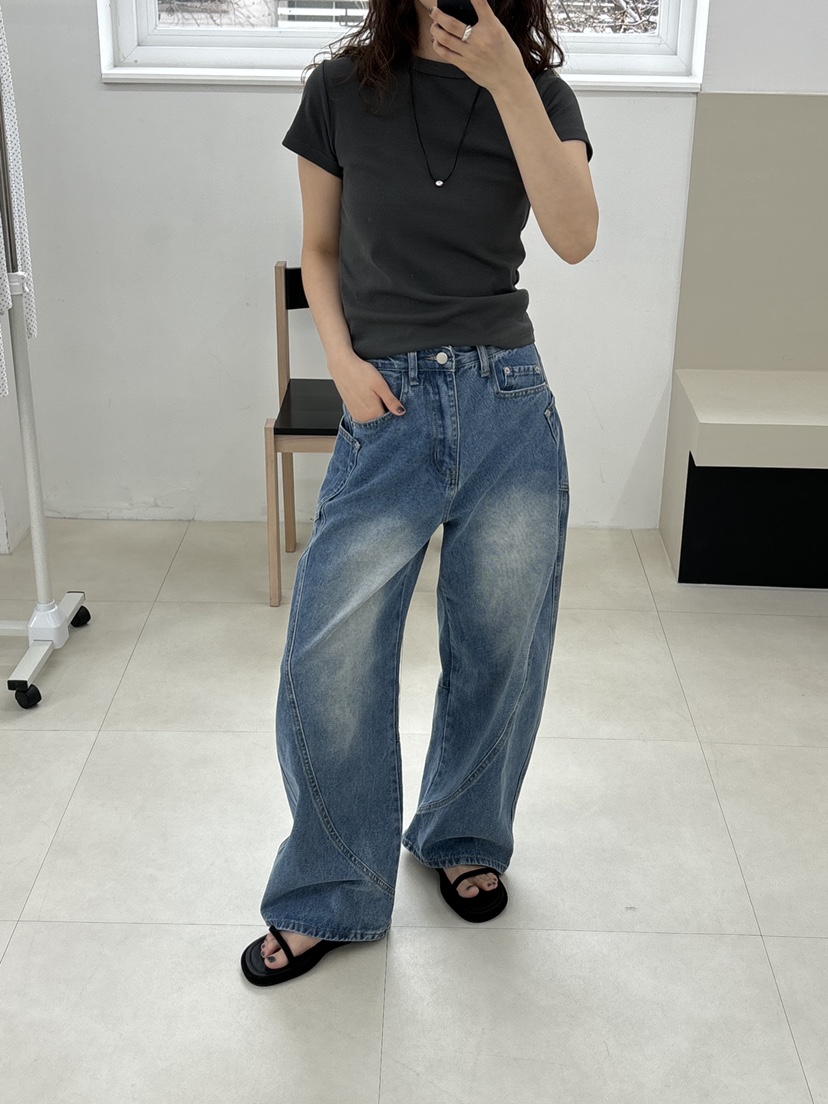 HOME GROUND韓國直郵㊣東大門實拍女裝新款休閑推薦牛仔褲HOME GROUND牛仔褲