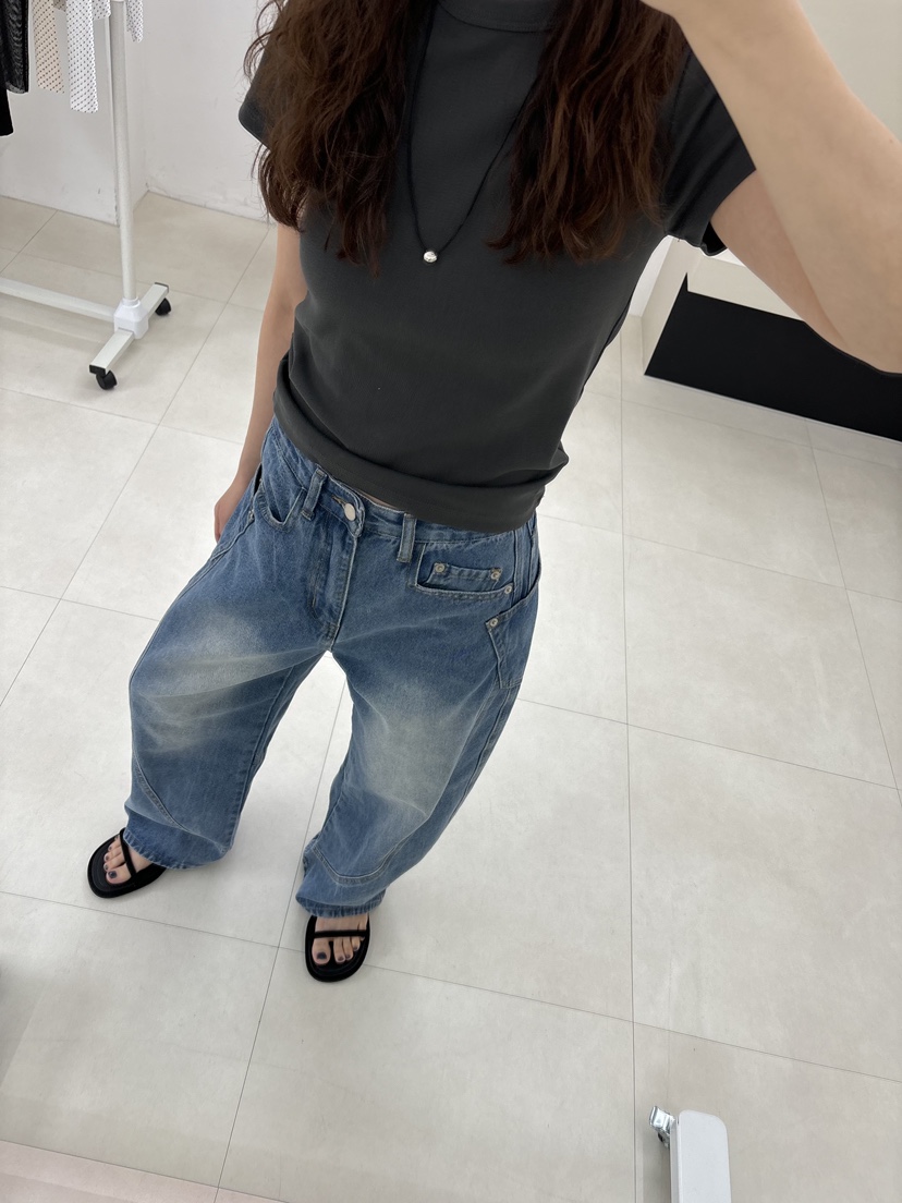HOME GROUND韓國直郵㊣東大門實拍女裝新款休閑推薦牛仔褲HOME GROUND牛仔褲
