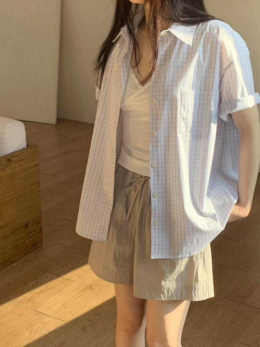 TAF韓國㊣直郵東大門代購女裝新品推薦休閑人氣襯衫蕾絲衫格紋TAF襯衫/蕾絲衫