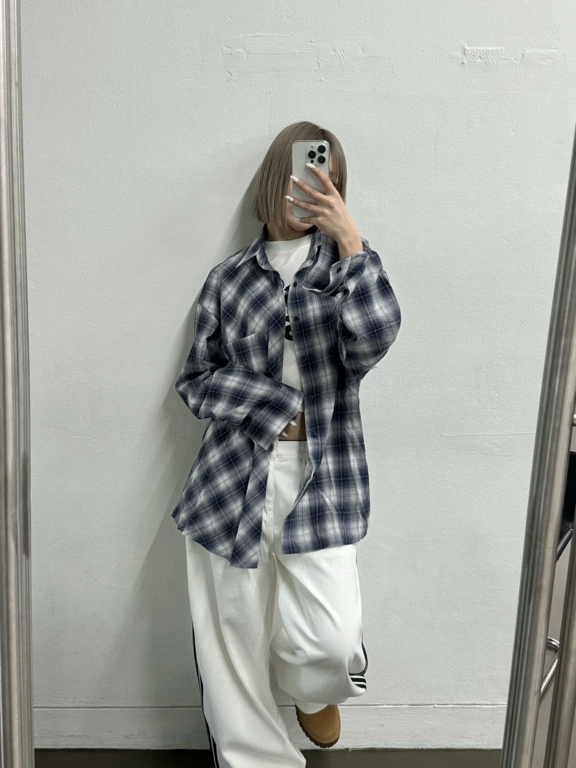 SEEOT韓國㊣直郵東大門代購女裝新品推薦人氣襯衫蕾絲衫格紋GGD襯衫/蕾絲衫圖色1