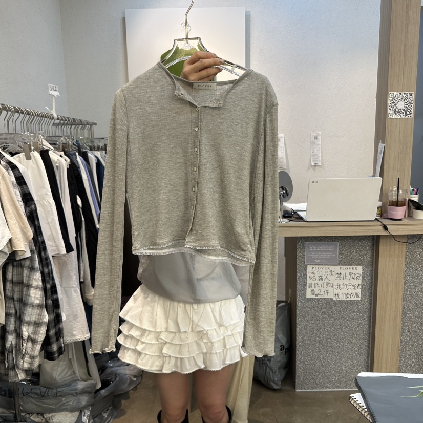 PLOVER直郵韓國代購㊣女裝新品時尚熱賣人氣25春夏休閑針織衫PLO_VER針織衫圖色2