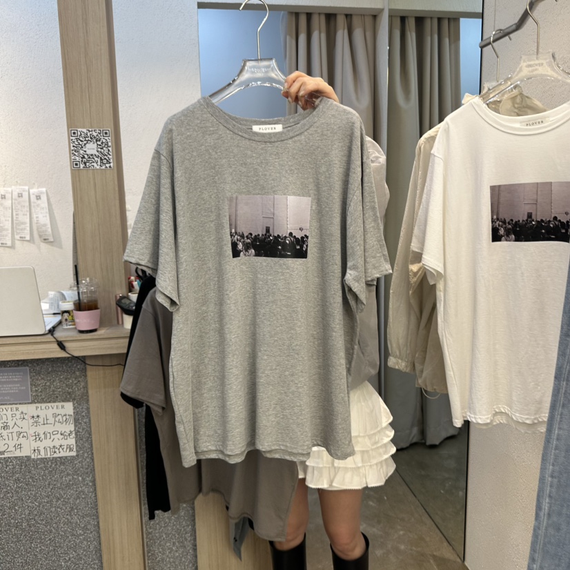 PLOVER韓國直郵㊣女裝新款時尚熱賣25春夏人氣推薦休閑T恤PLO_VERT恤圖色2