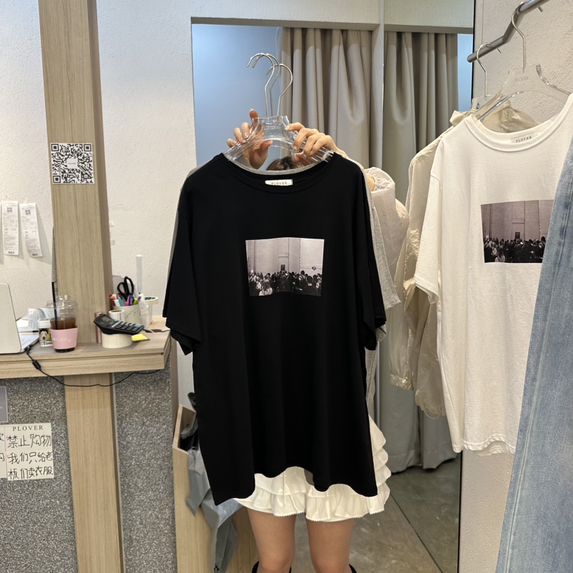PLOVER韓國直郵㊣女裝新款時尚熱賣25春夏人氣推薦休閑T恤PLO_VERT恤圖色4