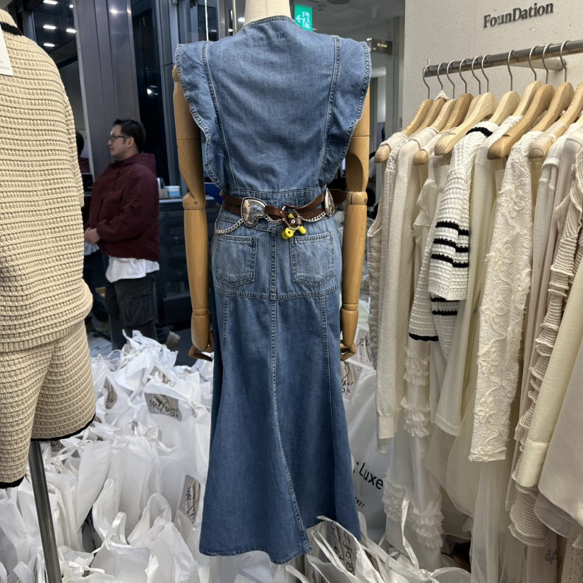 FOUNDATION韓國㊣直郵東大門代購女裝新品25春夏連衣裙不含腰帶FOUNDATION連衣裙