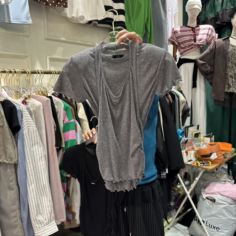 3COLOR韓國直郵㊣女裝新款25春夏T恤Three colorT恤圖色1