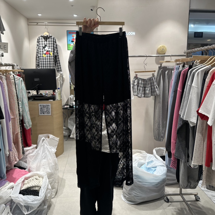 J.BALLOON韓國㊣直郵東大門代購女裝新品時尚休閑褲蕾絲褶皺J.BALLOON休閑褲圖色2