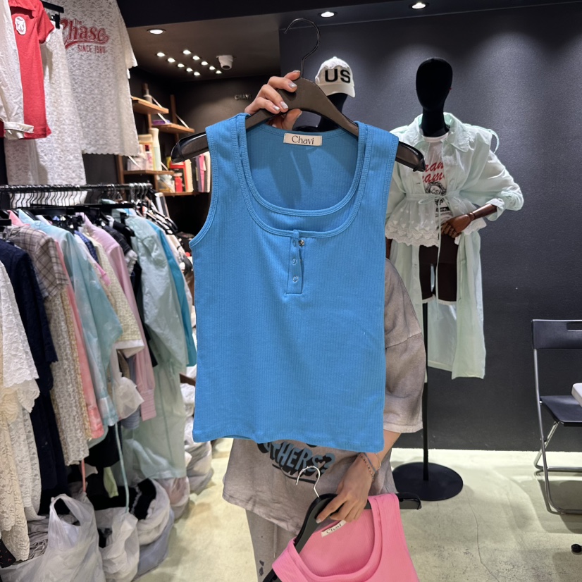 CHAVI韓國直郵㊣女裝新款時尚推薦休閑25春夏人氣熱賣吊帶背心CHAVI吊帶/背心圖色5