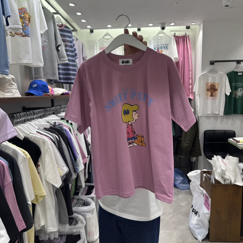 EVE韓國直郵㊣東大門實拍女裝新款休閑熱賣時尚25春夏推薦T恤EVET恤圖色3